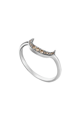 Crescent Ring, Sterling Silver & Diamonds